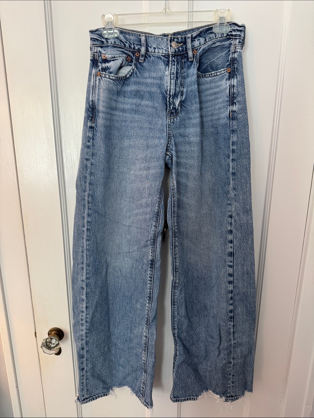 American Eagle Classic High-Waist Wide-Leg Women's Jeans - Light Blue